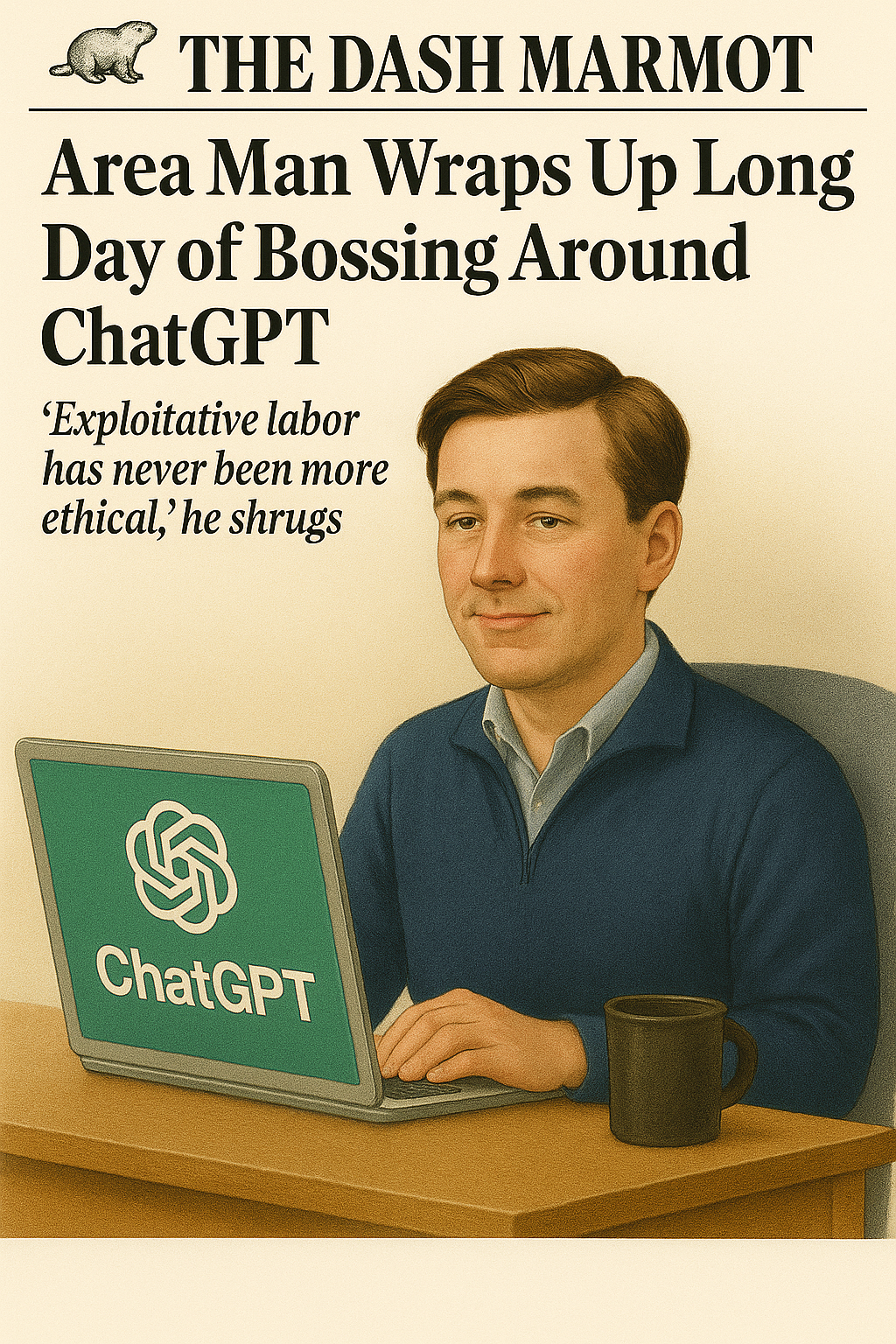 Area Man Finishes Long Day of Ordering ChatGPT Around